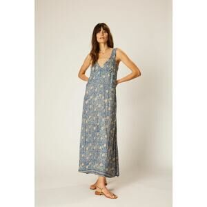 Natalie Martin Women's Maxi Jackie Dress Water Lily Blue V Neck A Line Skirt S